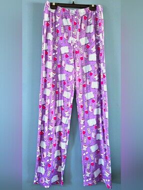 NWOT Lavender Book & Wine Print Lounge Pants Small